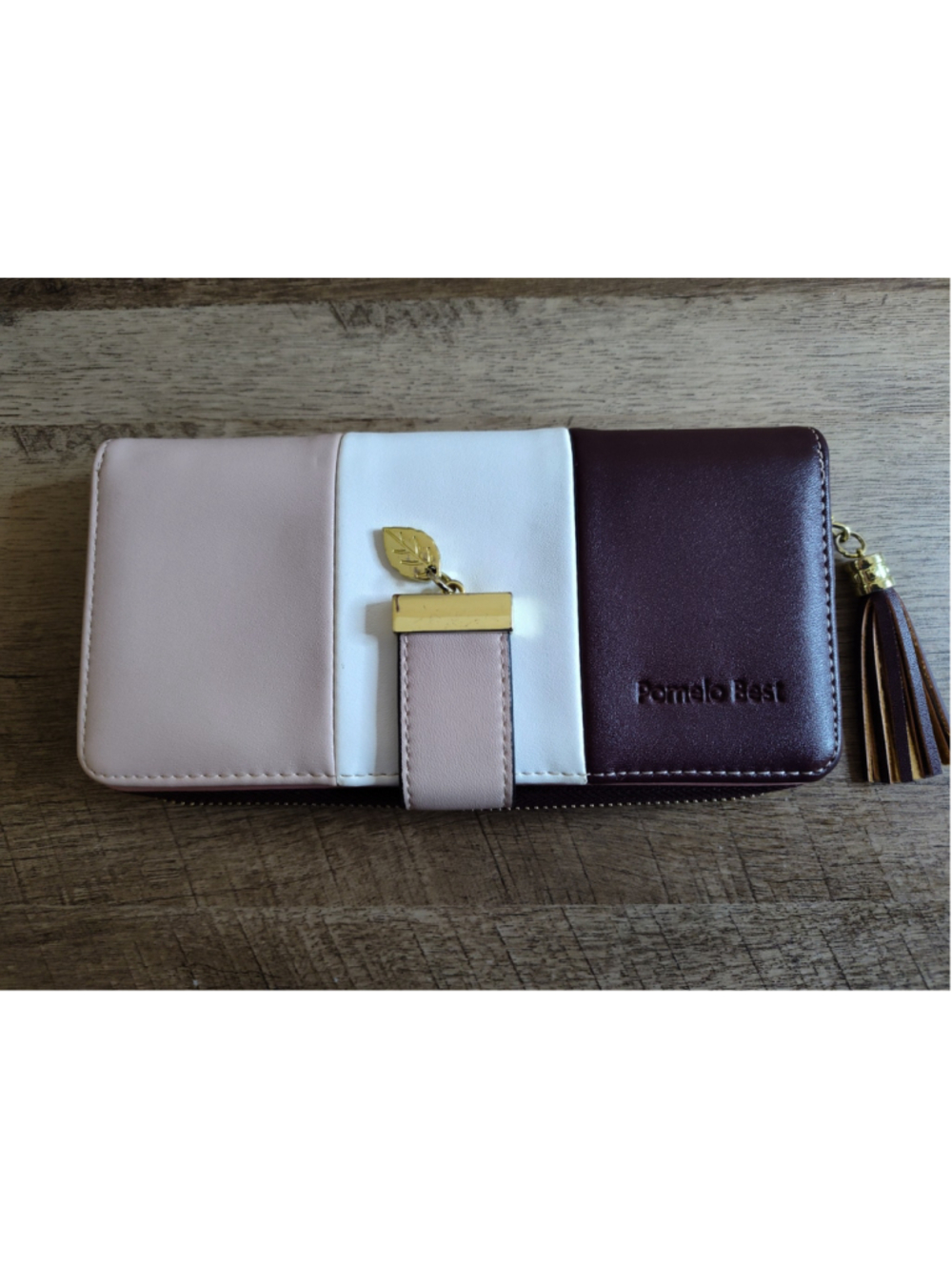 Women's Pomelo Best Tri-Color Wallet One Size Burgundy Pink White